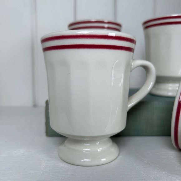 COPY - 4 Syracuse China Pedestal Mugs with Red Bands - Vintage Restaurant Ware … - Picture 7 of 10